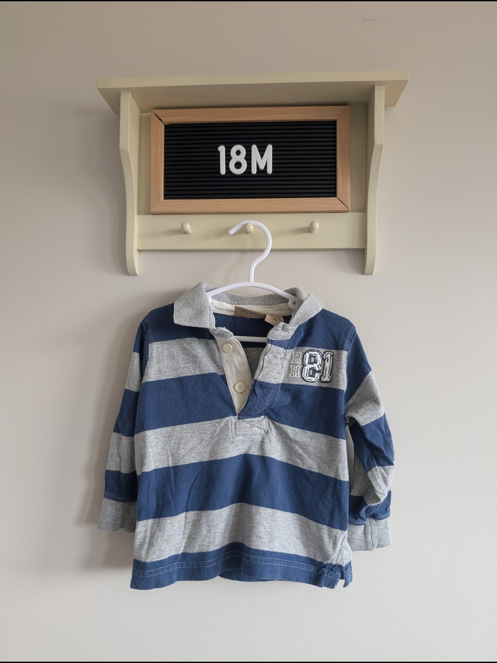 Ruff Hewn Toddler Rugby Polo in Blue & Gray